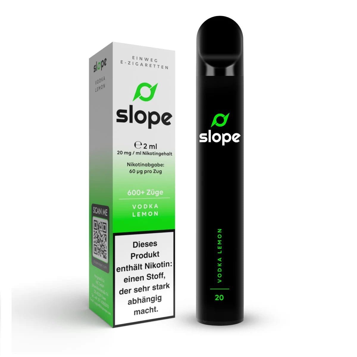 Einweg E-Zigarette Nic Slope Vodka Lemon, erfrischender Vodka-Zitrone Geschmack für echte Genießer. Perfekt für Cocktail-Liebhaber.