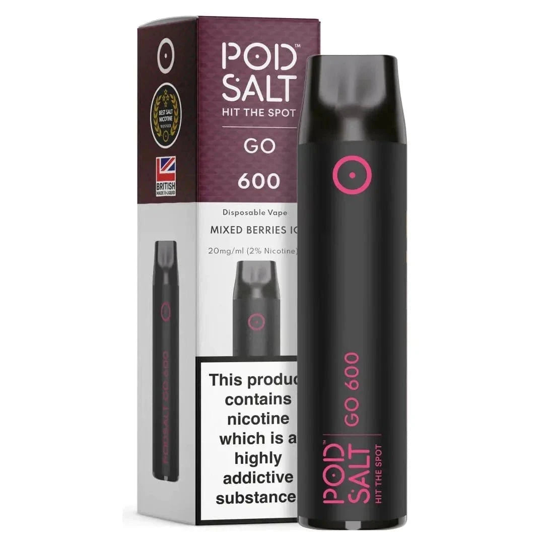 Genieße den Pod Salt Go 600 Mixed Berries Ice, das perfekte Gleichgewicht aus süßen Beeren und kühlendem Menthol.