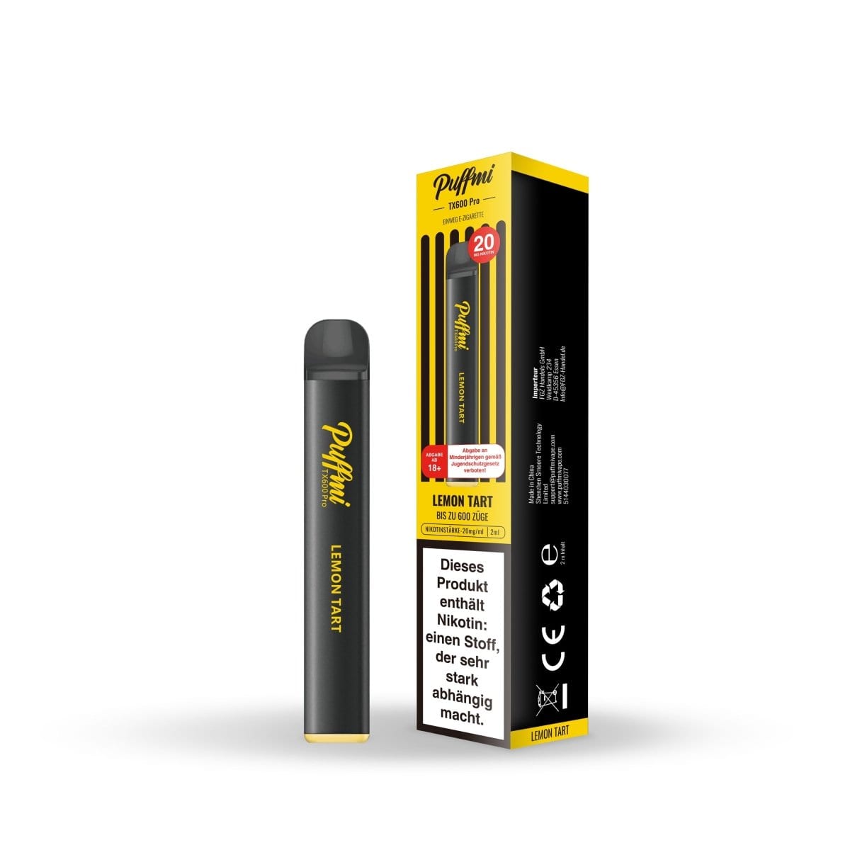 Erlebe mit dem Puffmi TX600 Pro Lemon Tart ein süßes Dampferlebnis, das Zitronenkuchen und Buttergebäck sensationell kombiniert.