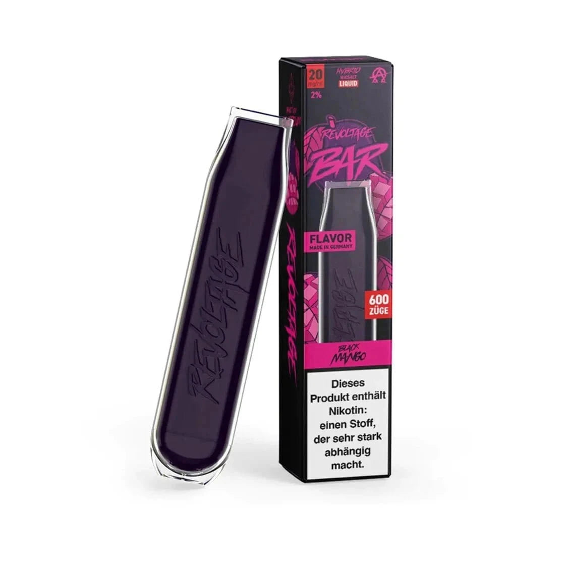 Revoltage Bar Black Mango: Entdecke den exotischen Genuss mit dunkler Mango-Aroma für Abenteuerlustige. Nikotin enthalten.