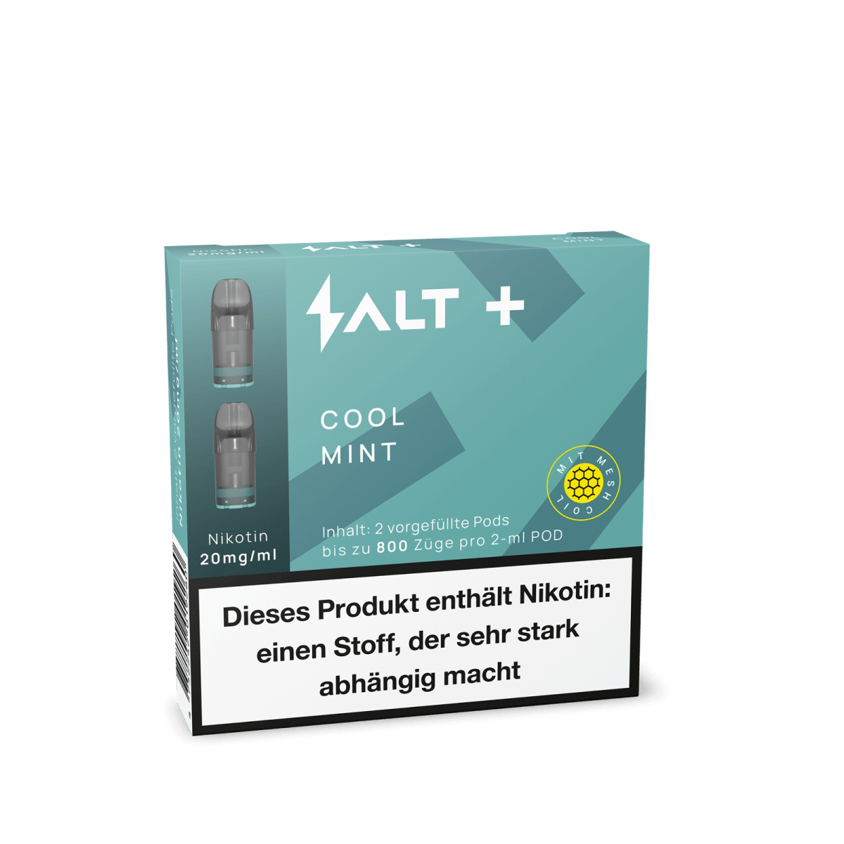 SALT+ Cool Mint Pods, 2er Set: Erfrischendes Pfefferminze-Vape-Erlebnis, perfekt zum Abschalten und Genießen der Klarheit.