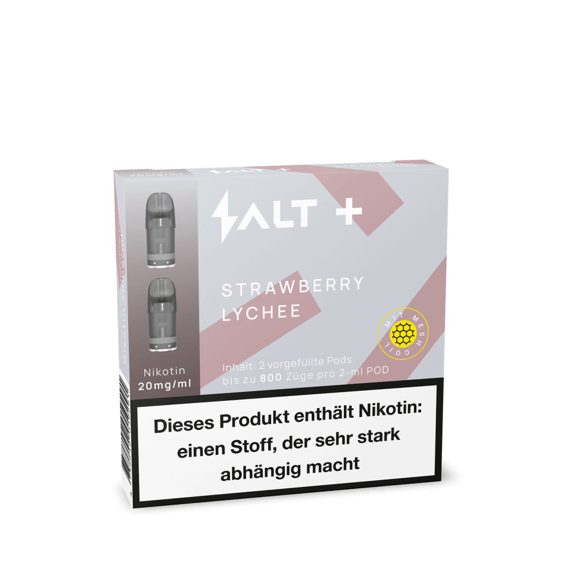 Probiere den SALT+ Pod mit köstlichem Erdbeere-Litschi-Geschmack, ideal für fruchtige Dampferlebnisse. In jedem Set sind 2 Pods enthalten.