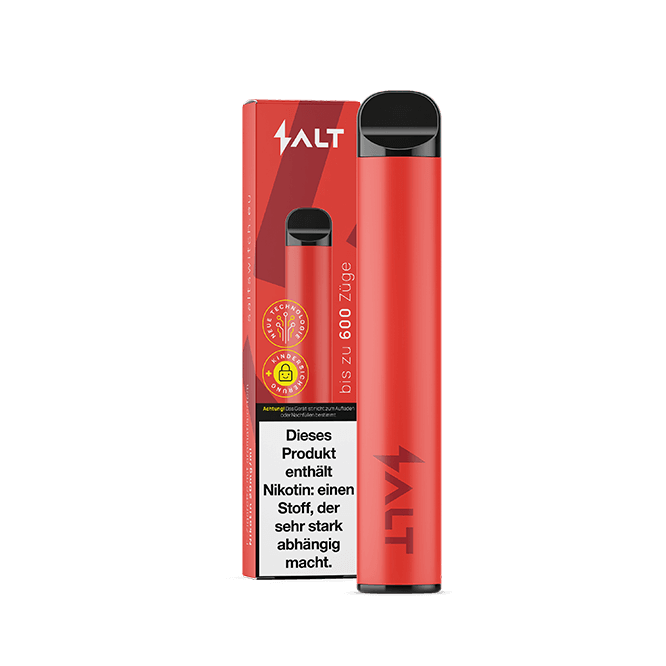 E-Zigarette Salt Switch - Blutorange, intensiver Nikotin-Kick, fruchtiger Geschmack, ideal für Ex-Raucher. Abgebildet mit Verpackung.