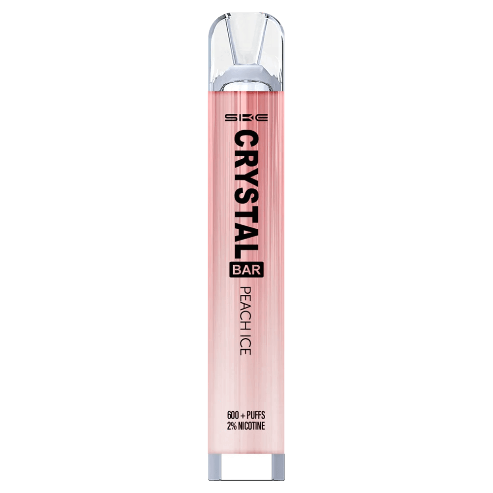 Entdecke die SKE Crystal Bar Peach Ice - Eine erfrischende E-Zigarette mit süßem Pfirsichgeschmack und kühlem Menthol-Finish.