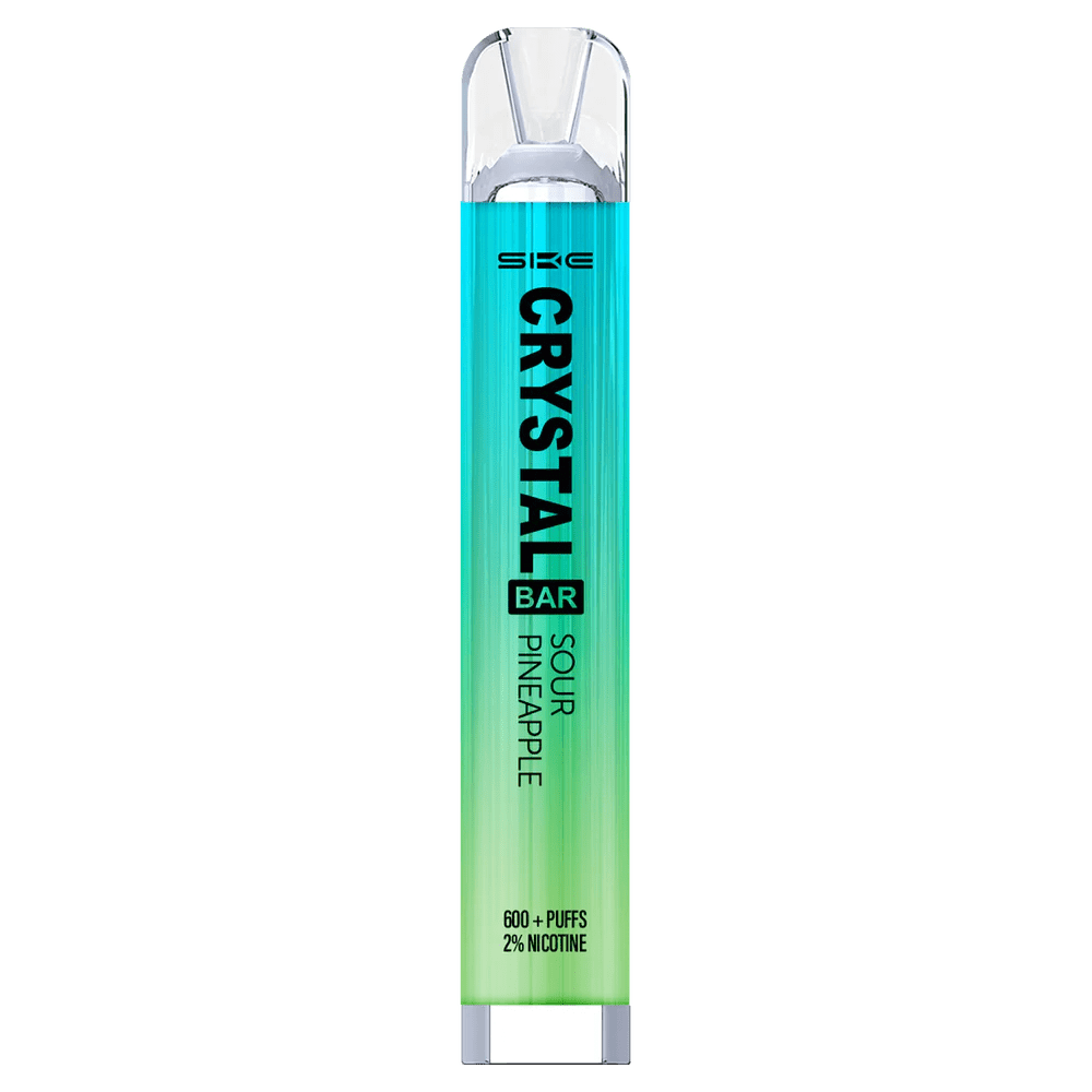 SKE Crystal Bar Sour Pineapple Vape, spritziger Ananasgeschmack, ideal für tropische Erfrischung. 600 Züge, 2% Nikotin.