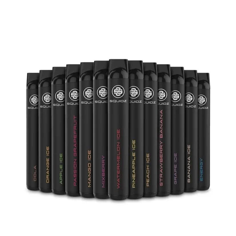 Verschiedene Geschmacksrichtungen von Squidz E-Liquids, inklusive Mango Ice und Passion Grapefruit, um deine Sinne zu verwöhnen.