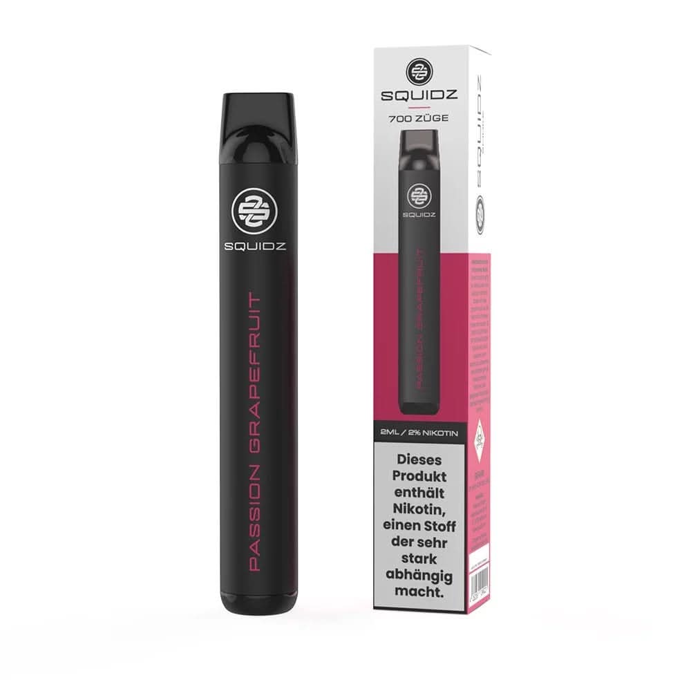 Tauche ein in exotischen Genuss mit Squidz Passion Grapefruit – entdecke die perfekte Mischung aus Passionsfrucht und Pampelmuse.