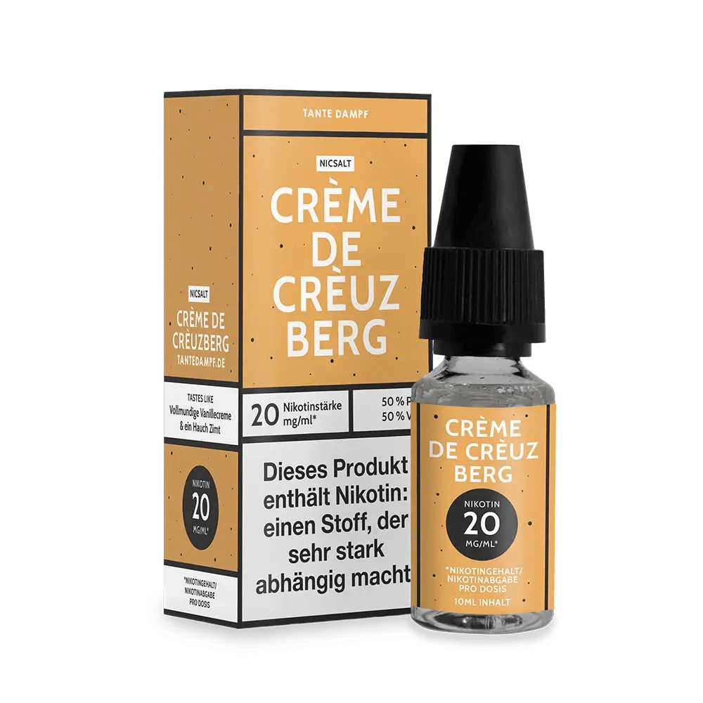Tante Dampf Créme de Créuzberg E-Liquid, Vanille und Zimt Geschmack, 20mg Nikotinsalzflasche mit Verpackung