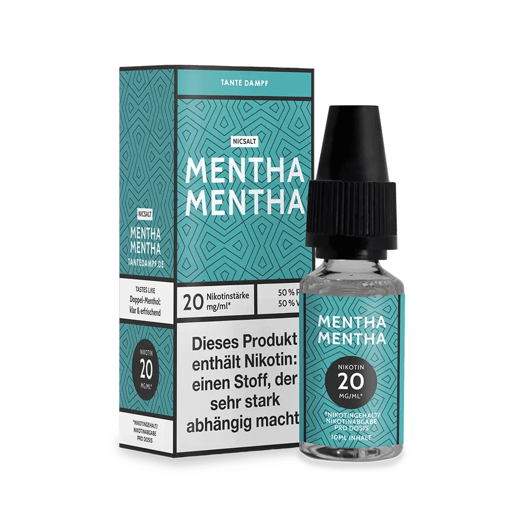 Erlebe das eisige Menthol-Erlebnis mit Tante Dampf Mentha Mentha E-Liquid, perfekt für erfrischenden Dampfgenuss.