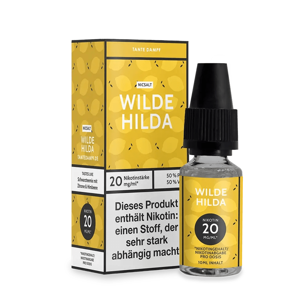 E-Liquid Wilde Hilda mit Zitrone und Himbeere, perfekt für Teeliebhaber, die eine fruchtige Überraschung suchen.