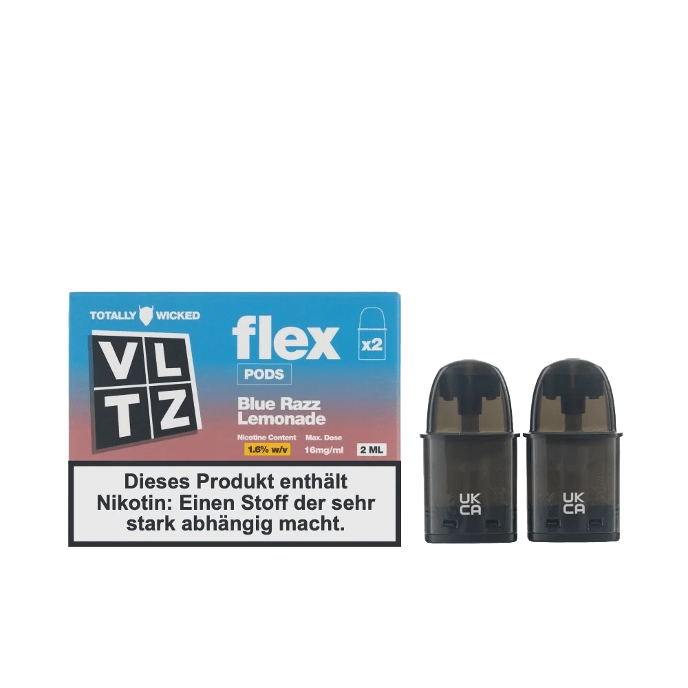 Erlebe den erfrischenden VLTZ Flex Pod im Blue Razz Lemonade Geschmack, ideal für sommerliche Dampferfahrungen.