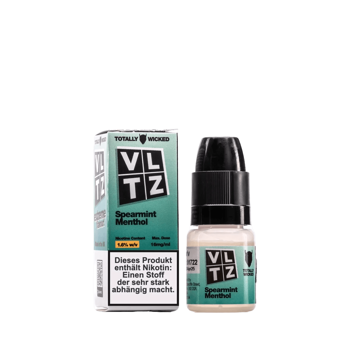 Genieße die erfrischende Mischung von VLTZ Spearmint Menthol E-Liquid, ideal für dampfen mit kühlem Spearmint-Geschmack.