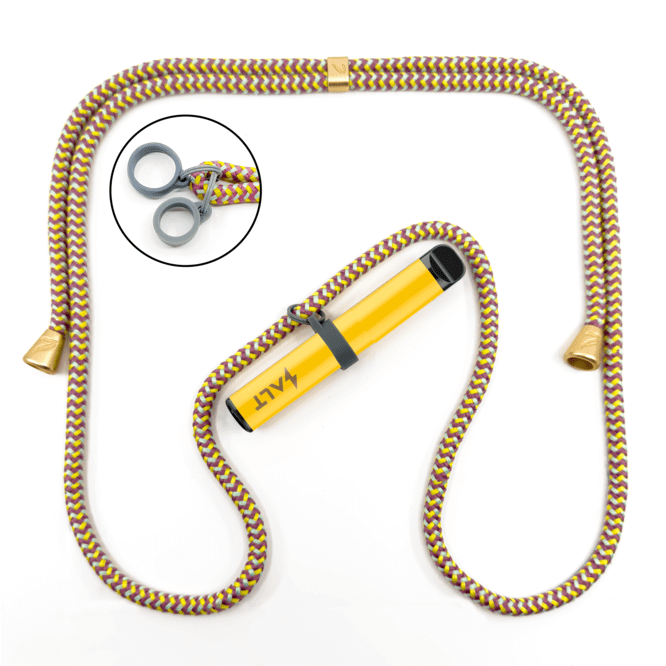 Stylische bunte Schnur mit gelbem Accessoire, inspiriert von Palm Springs – perfekt für deinen entspannten kalifornischen Look.