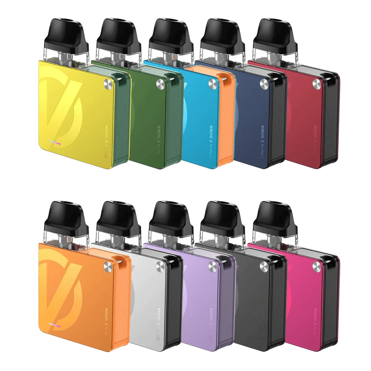 Vaporesso XROS 3 Nano Kits in verschiedenen Farben, darunter Bondi Blue (Hellblau) für ein farbenfrohes und abenteuerliches Dampferlebnis.
