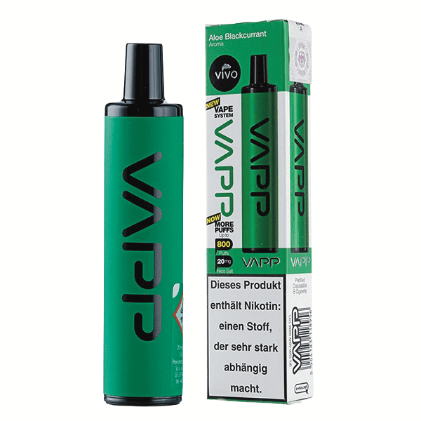 Entdecke den erfrischenden Geschmack des Vivo Vapp 800 Aloe Blackcurrant. Perfekt für Vaper, die etwas Besonderes suchen.