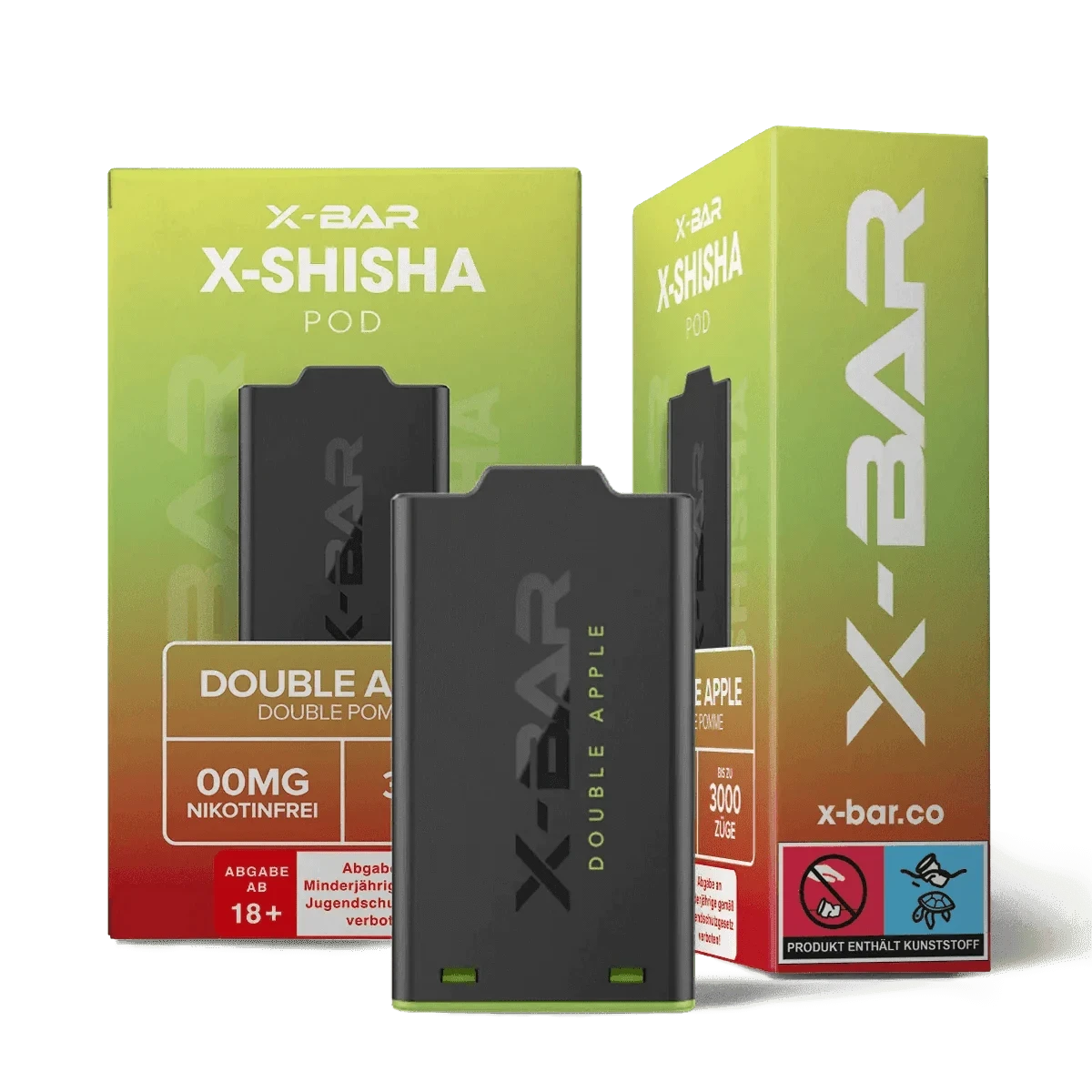 Entdecke den X-Bar Shisha Pod in Double Apple Anis für das authentische Shisha-Erlebnis ohne Nikotin. Ideal für Orient-Liebhaber.