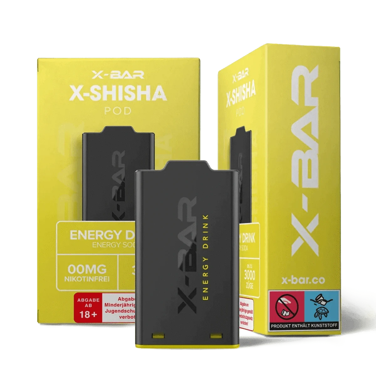 X-Bar Shisha Pod Energy Drink Set, ohne Nikotin, erfrischende Energie für deine Shisha-Runde, ab 18 Jahre.