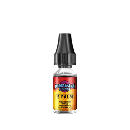Almassiva Liquid 5 Palm Flasche mit tropischem Erdbeeren, Mango, Passionsfrucht und Blaubeeren-Menthol Geschmack.