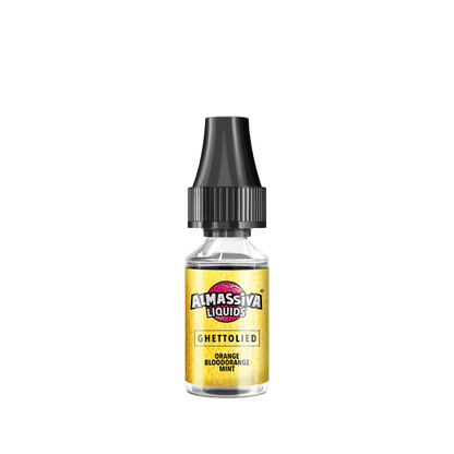 Almassiva Liquid Ghettolied Flasche mit fruchtigem Orangen- und Blutorangen-Minzgeschmack.
