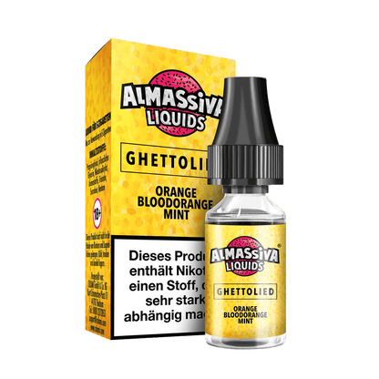 Alt Tag: Entdecke Almassiva Liquid Ghettolied mit dem frischen Geschmack von Orange, Blutorange und Minze. Perfekt für Zitrusliebhaber!