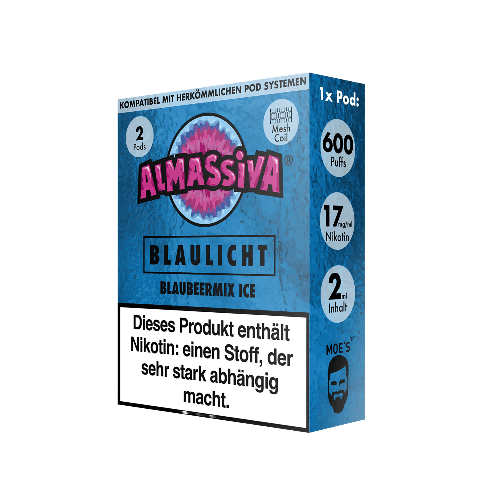 Almassiva Pod Blaulicht 2er Set - Fruchtiger Blaubeermix mit erfrischendem Mentholgeschmack