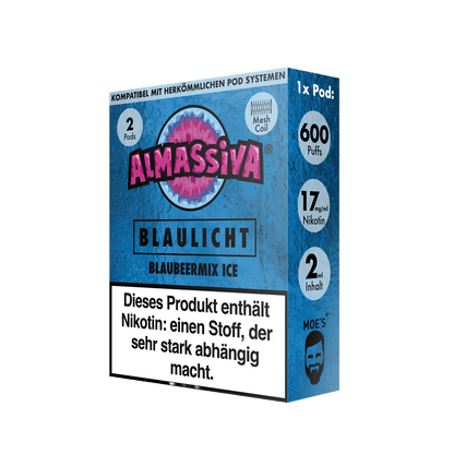 Almassiva Pod Blaulicht 2er Set - Fruchtiger Blaubeermix mit erfrischendem Mentholgeschmack