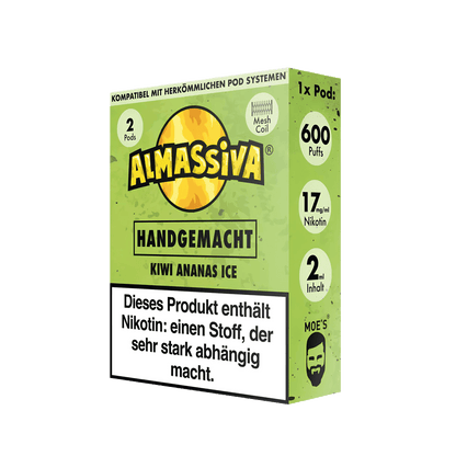 Almassiva Pod 2er Set - Kiwi Ananas Menthol Geschmack, tropisch und frisch, enthält Nikotin, kompatibel mit Pod-Systemen
