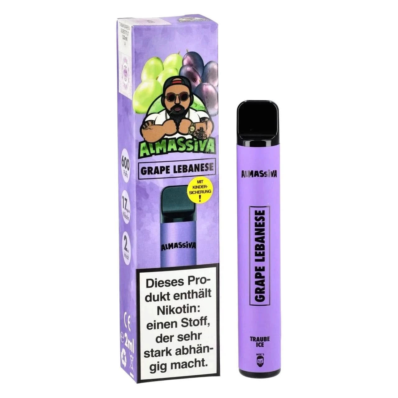 Almassiva Tobacco Almassiva by Massiv - Grape Lebanese (Traube Menthol) Einweg-Vape - EAN 4251776101620 - von vape-dealer.de