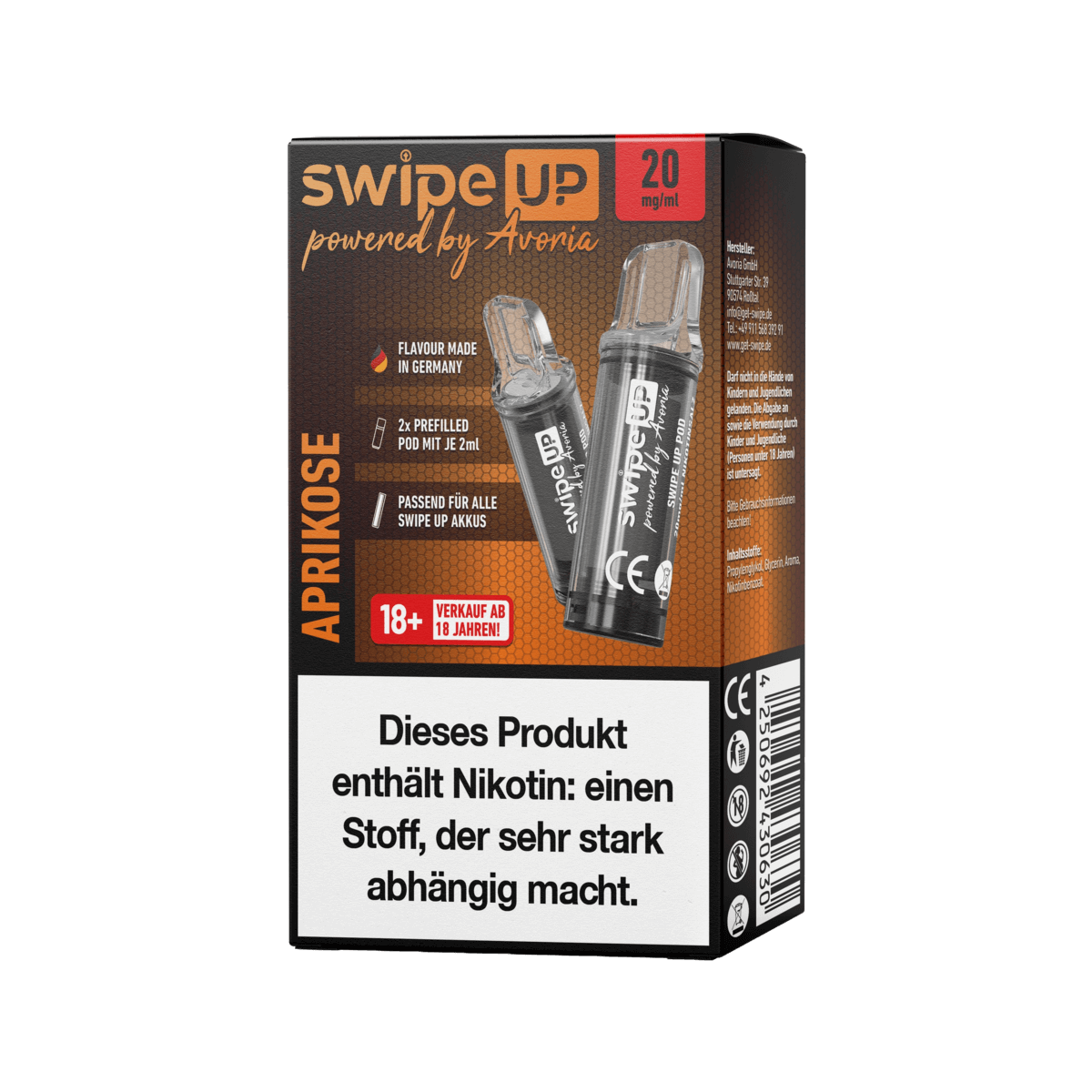 Avoria Swipe Up Pod (2er Set) - Apricot (Aprikose) Einweg Pod-System - EAN 4250692430630 - von vape-dealer.de