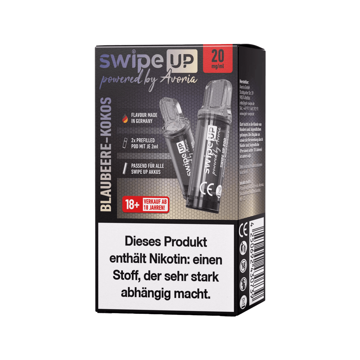 Avoria Swipe Up Pod (2er Set) - Blueberry Coconut (Blaubeere Kokos) Einweg Pod-System - EAN 4250692432139 - von vape-dealer.de