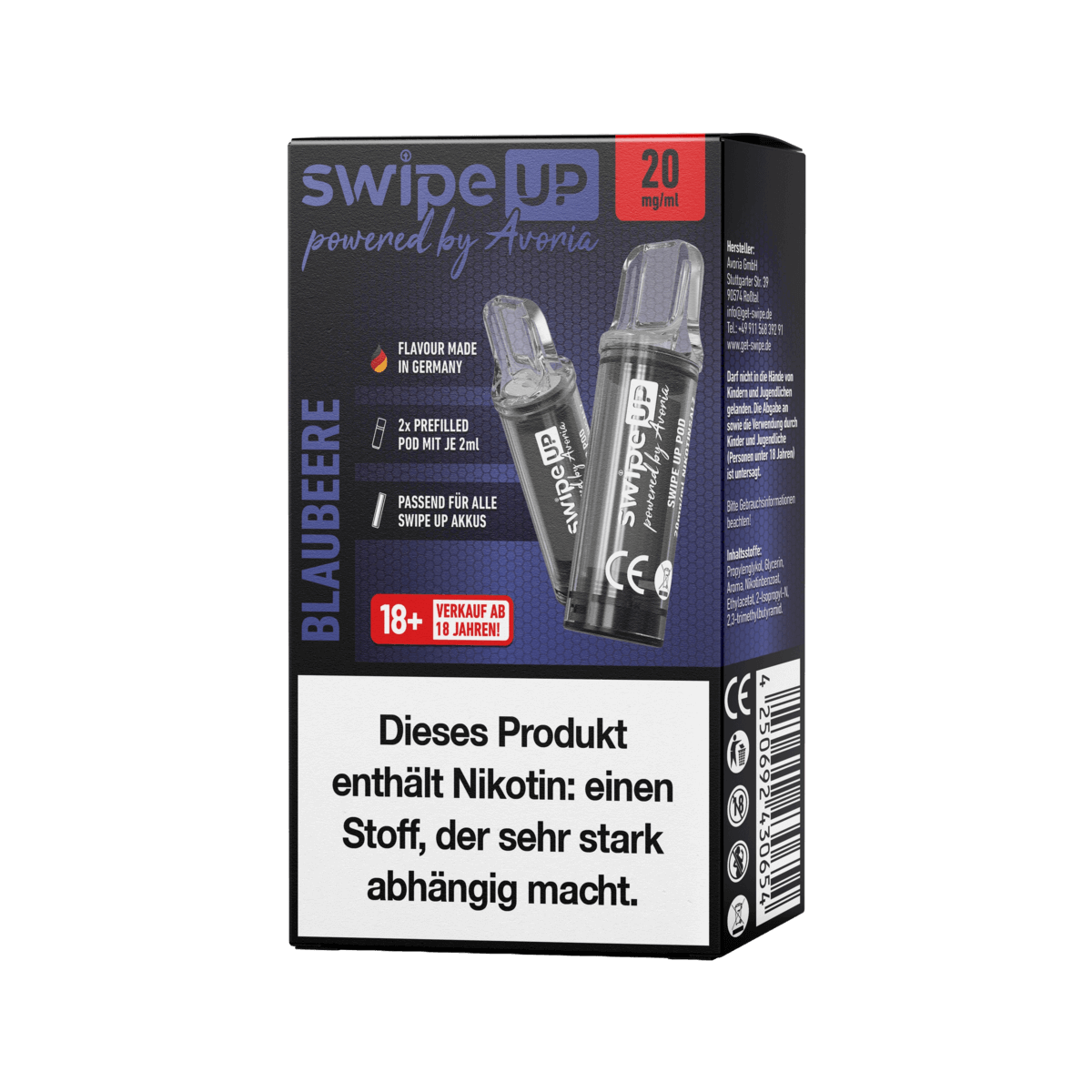 Avoria Swipe Up Pod (2er Set) - Blueberry (Blaubeere) Einweg Pod-System - EAN 4250692432054 - von vape-dealer.de