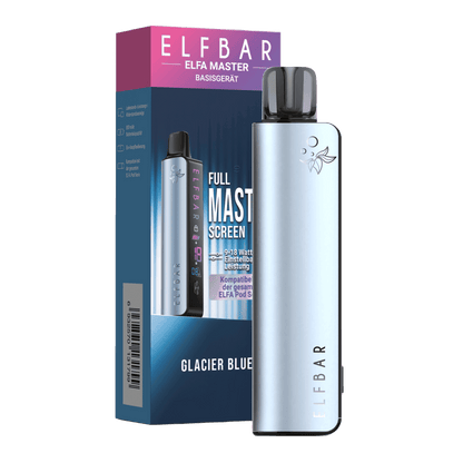 Alt Tag: Entdecke das coole Elfa Master Basisgerät in Glacier Blue, perfekt für deinen lässigen Vibe mit metallic blauem Charme!