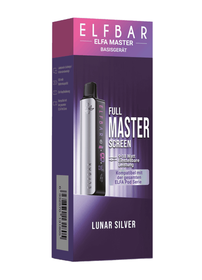 Entdecke das Elfa Master Basisgerät in stylish Silber Metallic. Kompatibel mit allen ELFA Pods. Genieße volle Leistung!