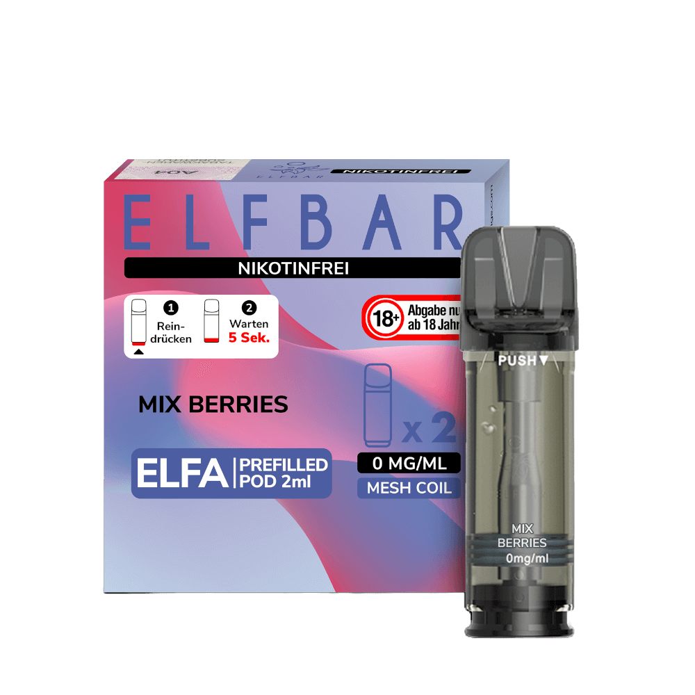 Entdecke den Elfbar Elfa Pod ohne Nikotin im Beerenmix, 2er Set, mit saftigen Fruchtaromen für ein intensives Erlebnis.