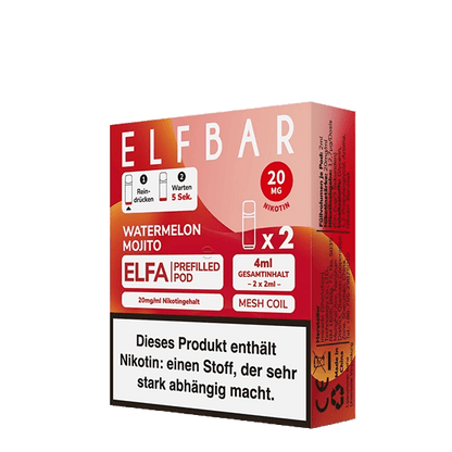 Elfa Pod 2er Set in Wassermelone Mojito Geschmack für erfrischende Dampferlebnisse, perfekte Sommermischung aus Wassermelone und Minze.