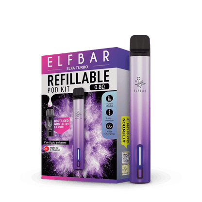 Elfbar Elfa Turbo Pod Kit (Basisgert inkl. Leerpod) - Aurora Purple (Silber Lila) Mehrweg Pod-System kaufen Elfbar Elfa Turbo Pod Kit (Basisgert inkl. Leerpod) - Aurora Purple (Silber Lila) Mehrweg Pod-System kaufen