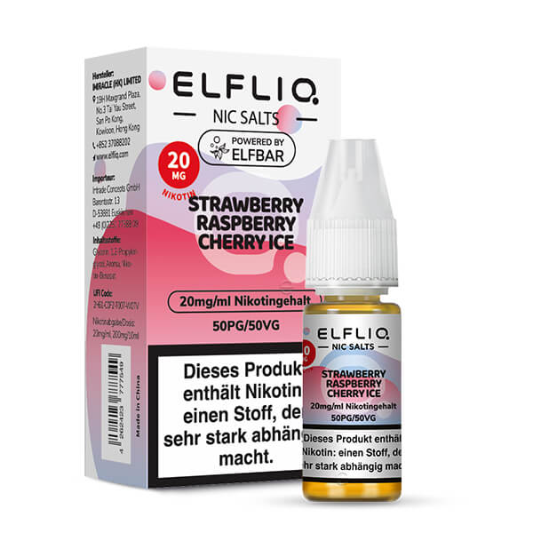Elfliq E-Liquid mit Erdbeere, Himbeere, Kirsche und Menthol Geschmack für dein nachhaltiges Vaping-Erlebnis.