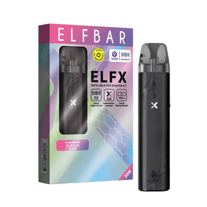 Elegantes ElfX Pod Kit in Schwarz, mattschwarz, zeitlos stylisch für deinen Look. Perfekt für Alltag und Büro, passt zu jedem Anlass.