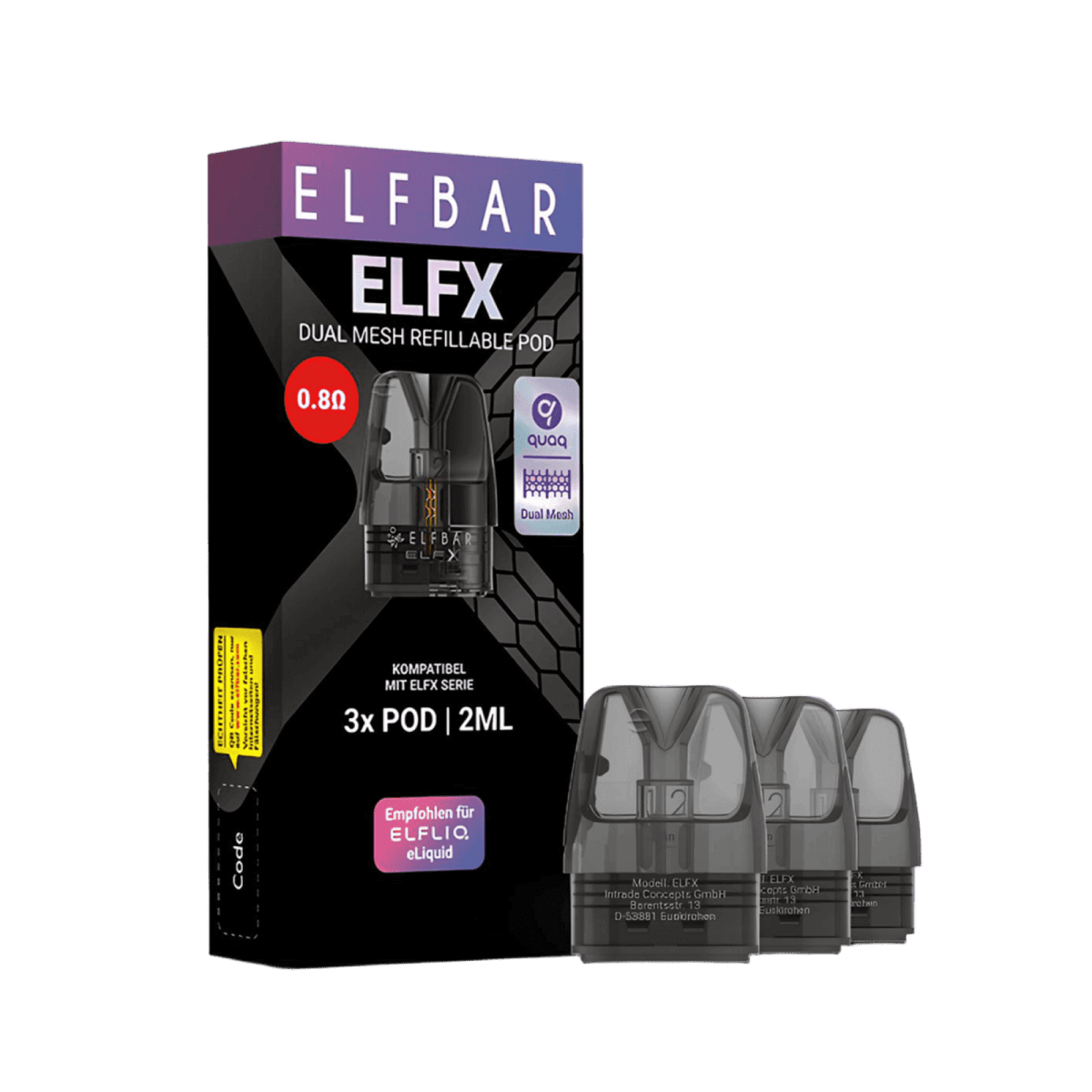 ElfX Pod-Tank 3er Set von Elfbar – nachhaltige, wiederbefüllbare Pods für dein perfektes Dampferlebnis.