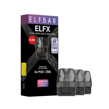 ElfX Pod-Tank 3er Set von Elfbar – nachhaltige, wiederbefüllbare Pods für dein perfektes Dampferlebnis.