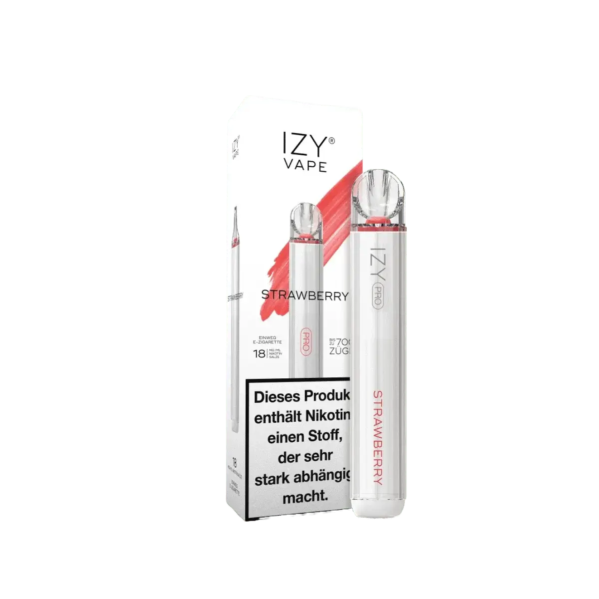 Izy Pro Strawberry Vape, die süße Sommerverführung für unbeschwerte Momente. Genieße den Geschmack saftiger Erdbeeren in jedem Zug.