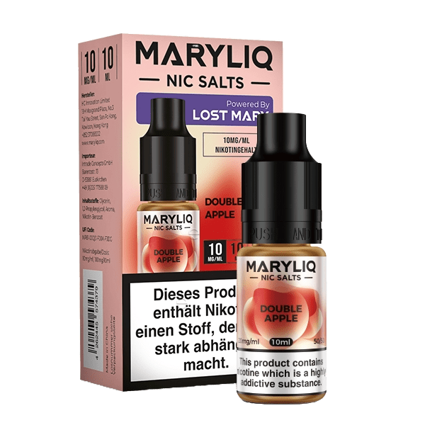 Maryliq - Doppelapfel E-Liquid: Erlebe die süße, knackige Kombi roter und grüner Äpfel. Ideal für Apfel-Fans! 10ml Fläschchen, 10mg/ml.