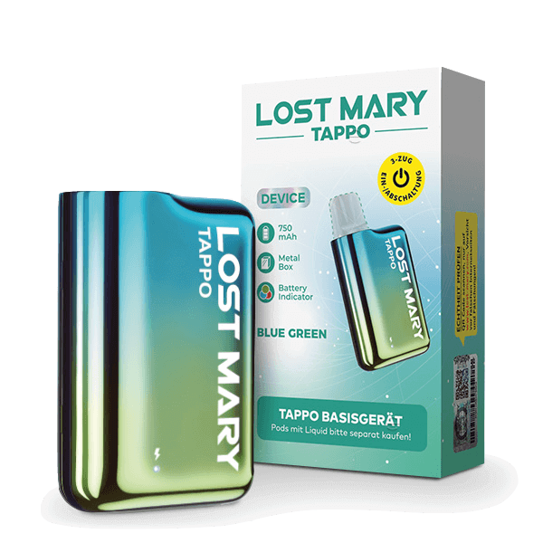 Erlebe den Lost Mary Tappo in stylischem Blue Green. Verbindet Eleganz und Performance für entspannte Dampferlebnisse.