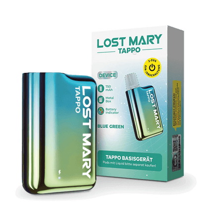 Erlebe den Lost Mary Tappo in stylischem Blue Green. Verbindet Eleganz und Performance für entspannte Dampferlebnisse.