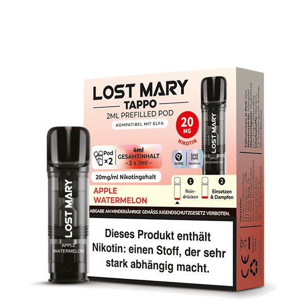 Apple Watermelon Tappo Pod 2er Set – Fruchtig, erfrischendes Vaping Erlebnis mit Apfel und Wassermelone. Probiere den Sommer im Pod.