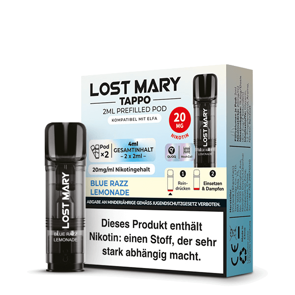 Lost Mary Tappo Pod (2er Set) - Blue Razz Lemonade (Blaubeere Himbeere Limoande) Einweg Pod-System - EAN 4262445571477 - von vape-dealer.de