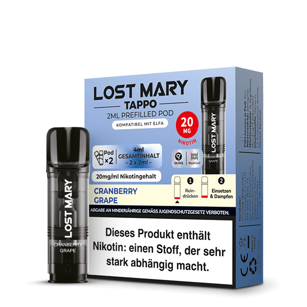 Lost Mary Tappo Pod (2er Set) - Cranberry Grape (Preiselbeere Traube) Einweg Pod-System - EAN 4262445571415 - von vape-dealer.de