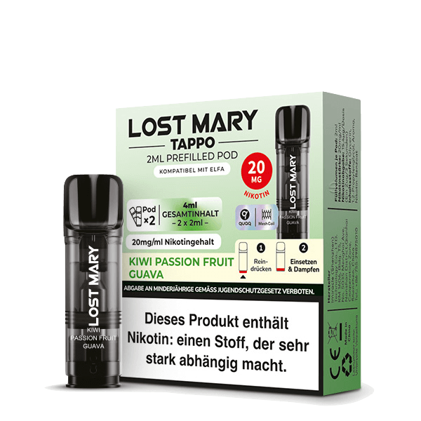 Lost Mary Tappo Pod (2er Set) - Kiwi Passion Fruit Guava (Kiwi Passionsfrucht Guave) Einweg Pod-System - EAN 4262445571422 - von vape-dealer.de