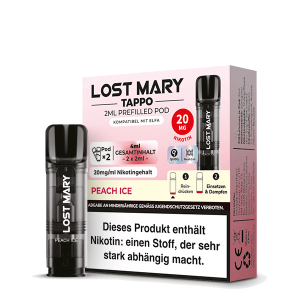 Lost Mary Tappo Pod (2er Set) - Peach Ice (Pfirsich Menthol) Einweg Pod-System - EAN 4262445571644 - von vape-dealer.de