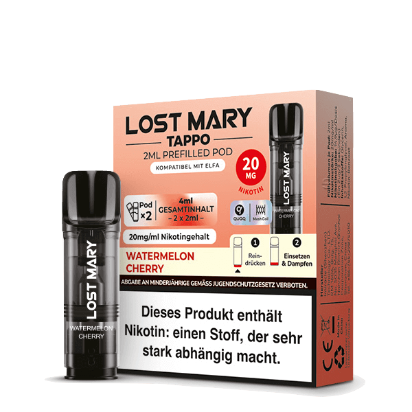 Lost Mary Tappo Pod (2er Set) - Watermelon Cherry (Wassermelone Kirsche) Einweg Pod-System - EAN 4262445571460 - von vape-dealer.de